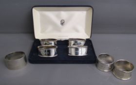 Silver napkin rings - cased set Ari D Norman London 1991 2.4ozt - Harrison Brothers & Howson