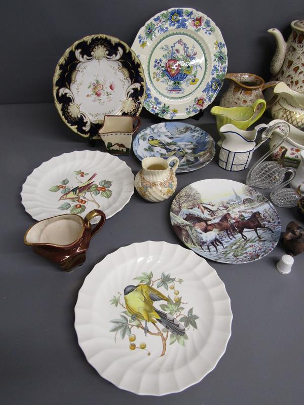 Fosters coffee pot and milk jug - Copeland Chelsea bowl, Arkansas Kingbird plate, Western Tanager - Image 2 of 6