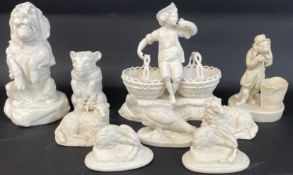 Nine pieces of Copeland parian ware in various forms with impressed marks