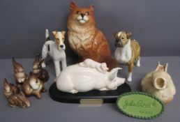 Beswick animal figures includes Persian cat 1867 - Talavera Romulus - Boxer dog - Piggy back on