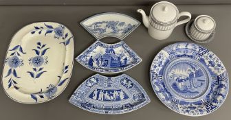 Collection of Spode including a meat dish (repaired), hors d'oeuvres dish/charger & 3 sections