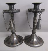Pair of early 20th century Arts & Crafts period Goberg candle holders with snuffers - marked