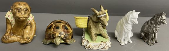 Spode Copeland's China monkey with glass eyes, Copeland tortoise, an early Victorian Copeland and