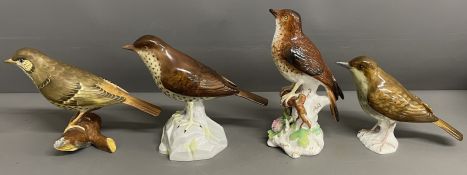 Four Spode & a Early 20th century Spode Copeland China Thrush birds 3 with glass eyes
