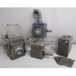 Cameras includes Special P Ruby with Frankfurt No 51475 Anticomar lens - oil lamp magic lantern -