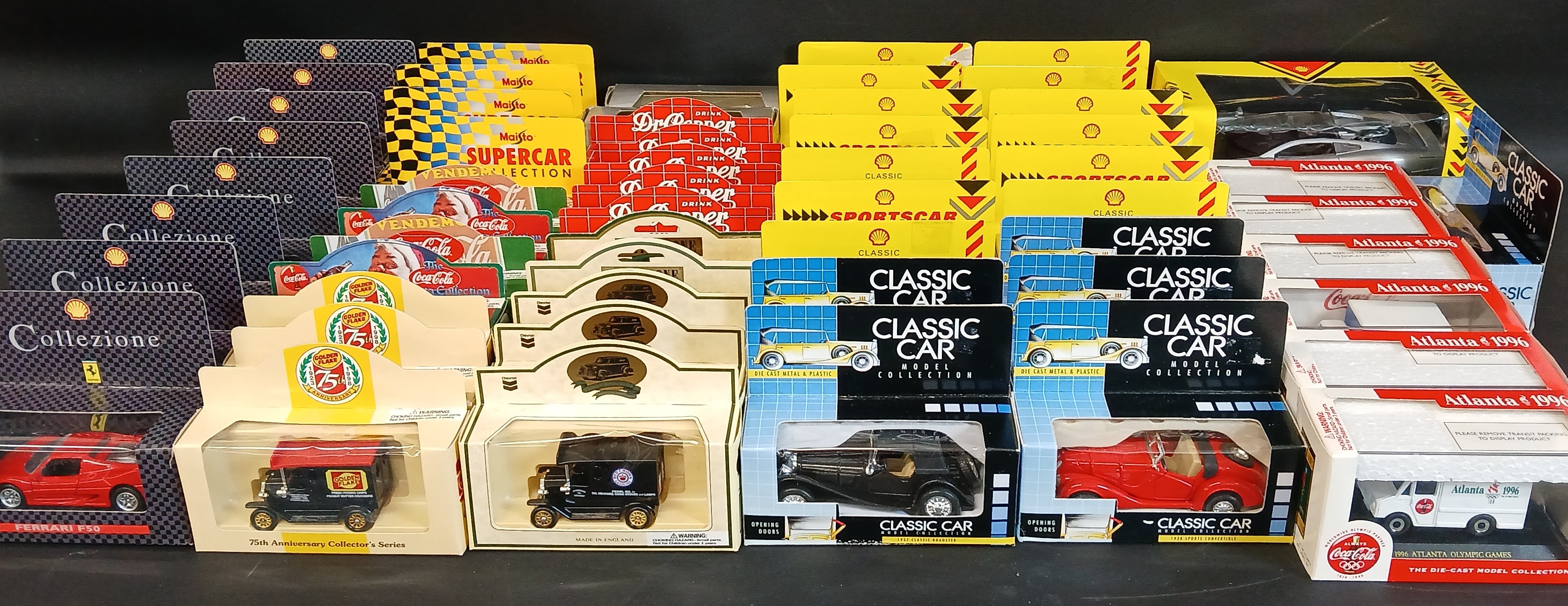 Quantity of die cast cars in original boxes including Classic Car Model Collection (6), Shell