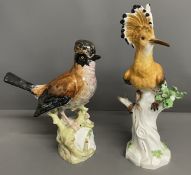 Early 20th century Spode Copeland China Hoopoes bird Ht 32cm & a Blue Jay Ht 24cm