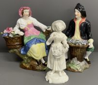 Blanc de chine flower seller figure with impressed Copeland mark, Spode Copeland China Simon The