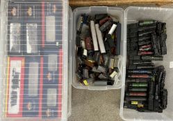 Large number of model locomotives & a box of model rolling stock plus two boxes of empty boxes for