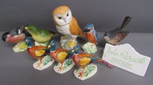 Beswick birds - includes matt Barn owl 2026 - Kingfisher - Bullfinch 1042 - Greenfinch 2105 -