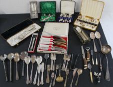 Mixed lot of silver plate including boxed sets of knives, forks, spoons and loose items