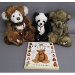 3 Charlie Bears and The Ultimate Teddy bear book - Isabelle Lee Pudding - Teardrop & Lita (all