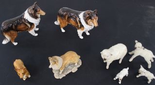 Pair of Royal Doulton 1058 Collies - four Beswick lamb figurines - Beswick Corgi and Border fine