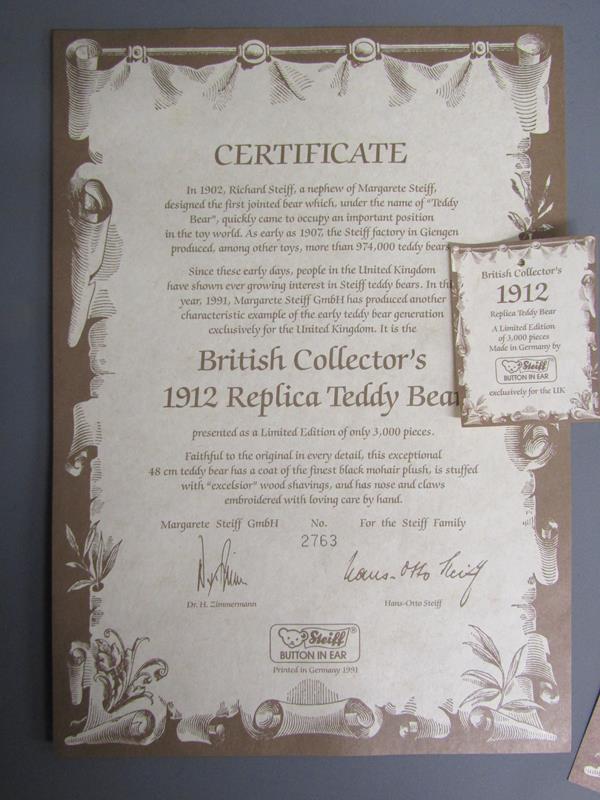 2 Limited Edition Steiff teddy bears 1912 replica 406829 02763/3000 & 1911 replica 406645 2623/3000 - Image 5 of 9