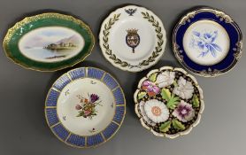 Spode Copeland's China dish with scene of Iverlochy Castle, 20th century Spode armorial plate with