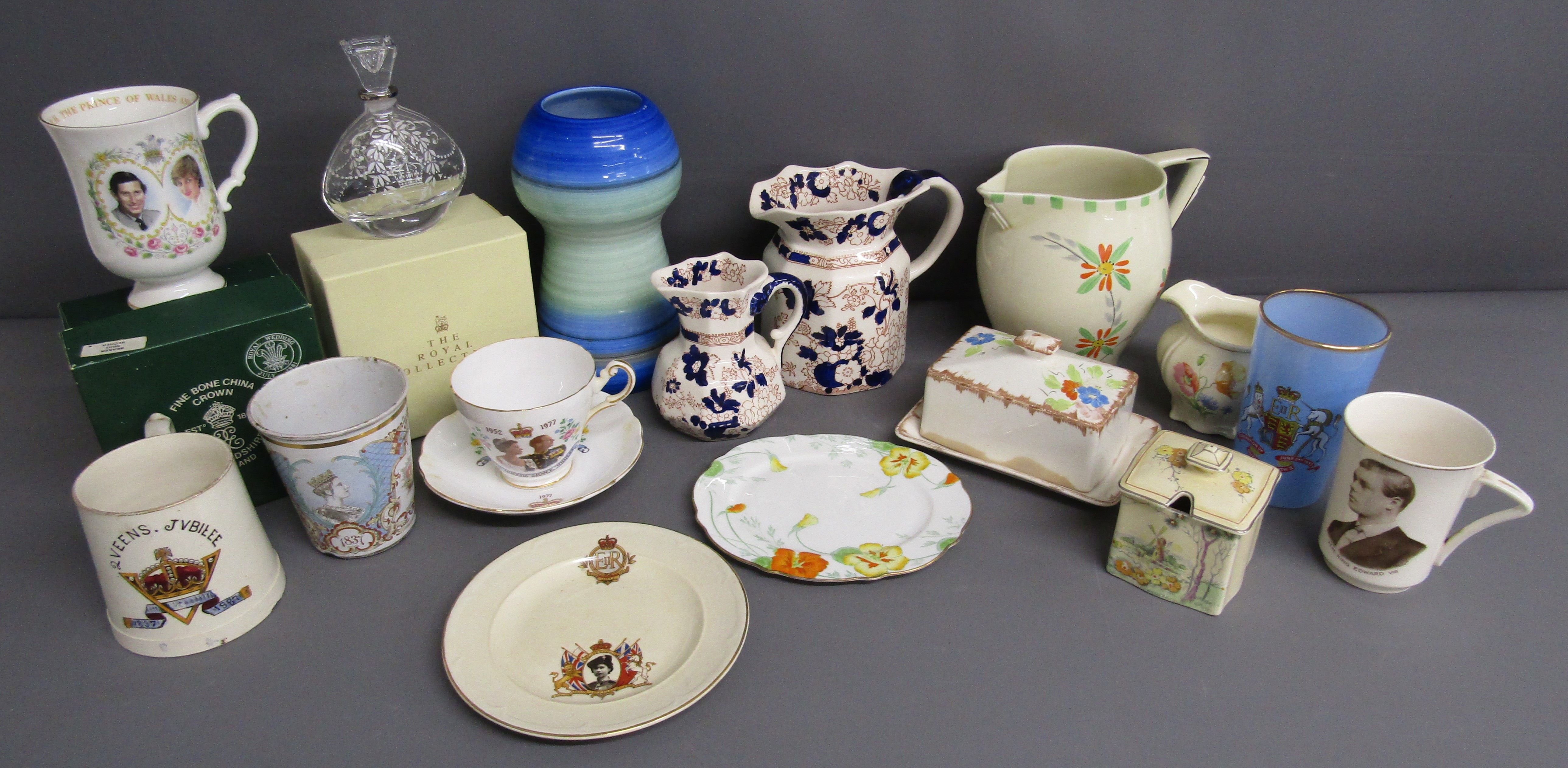 Shelley blue & green vase - J H W & Sons jug Mason's Mandarin jugs - Royal Minton conserve pot -