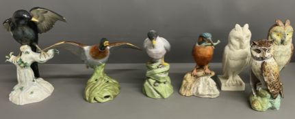 Seven Spode/Spode Copeland China/Copeland bird ornaments: blackbird (damaged), little turn,