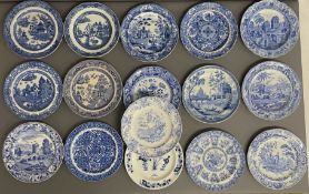 16 x 19th century Spode plates