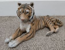 Royal Copenhagen recumbent Tiger 714 - approx. 14cm x 31cm