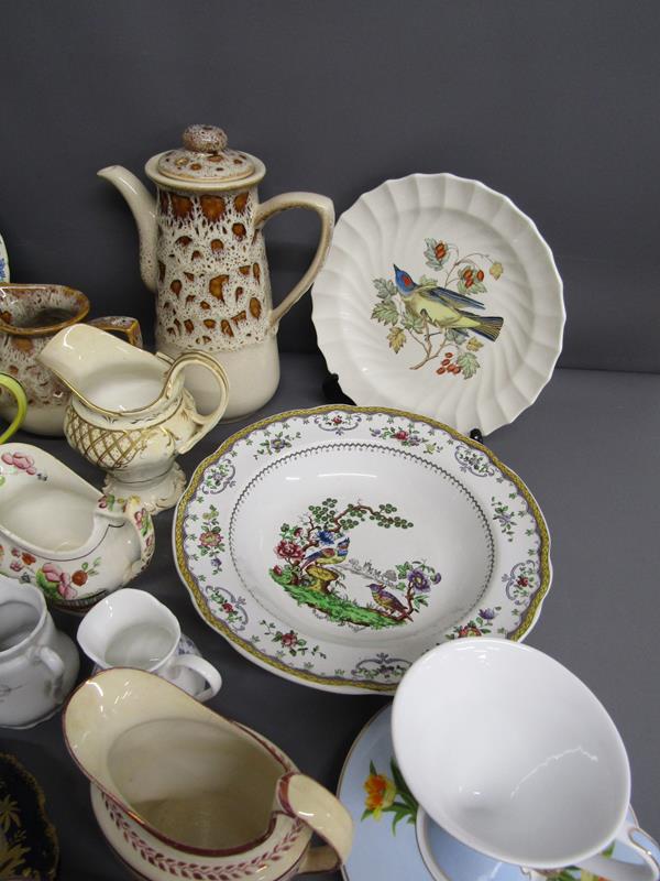 Fosters coffee pot and milk jug - Copeland Chelsea bowl, Arkansas Kingbird plate, Western Tanager - Image 6 of 6