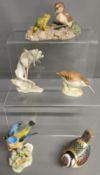 Royal Crown Derby wren paperweight (gold stopper), Border Fine Arts duckling & frog study, Aynsley