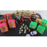 Days gone by model vehicles, Play worn metal toys, Tetley collection Teafolk and drinks mats