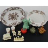 Two large (1 x 55cm) transfer print meat platters, one Asiatic pheasant design, Lurpak butter
