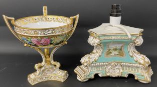 Spode Copeland late 19th/early 20th century tazza/bonbon dish with floral & gilded decoration & a