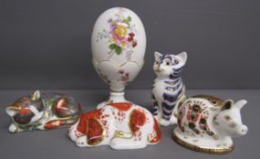 Royal Crown derby Derby Posie egg and stand & 4 Royal Crown Derby paperweights Catnip Kitten