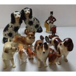 Mixed selection of ceramic dogs and Staffordshire style figurines