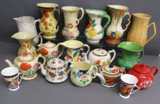Teapots and jugs includes Decoro Pottery - Falcon Ware - Crown Devon - Arthur Wood etc