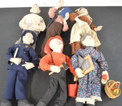 6 ceramic dolls including policeman, teacher, fireman, doctor, old man and an old lady
