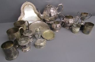 Silver plate includes Mappin Brothers Victorian half pint presentation cup 'I of W Coll Sports April