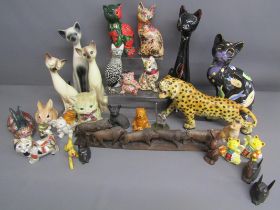 Cat ornaments also includes plaster leopard - wooden pride of lions & rabbits