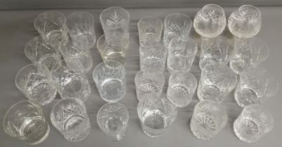 Quantity of cut glass whisky / brandy glasses