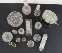 Quantity of glass including perfume bottles, cruets, rose bowl etc.