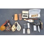 Selection of lighters and pipes including clay & meerschaum