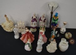 Collection of figures and small ceramics, including Royal Doulton Penny, First Waltz and Alexandria,