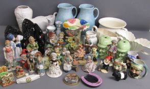 Ceramics includes - vases - black swan posy bowls - Don Bradman pots - musical robin - figurines