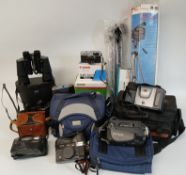 Super Zenith & Magni Vu binoculars, selection of cameras including Olympus Trip 35, Agfa Isolette,