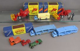 Matchbox A Moko Lesney vehicles includes 2 No5 Massey Ferguson combine harvesters - 2 No2 car