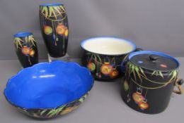 Crown Ducal Chinese Lantern design vases - chamber pot - lidded pot & bowl