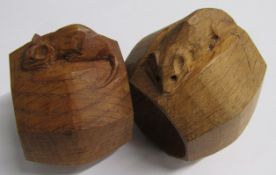 Mouseman napkin rings - 2 Robert Thompson oak napkin rings aprrox.4.5cm & 5cm wide