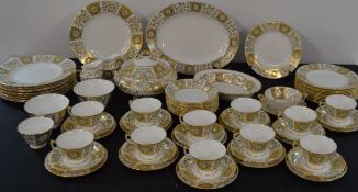 Collection of Royal Crown Derby Green Derby Panel pattern dinner ware, (including a large number