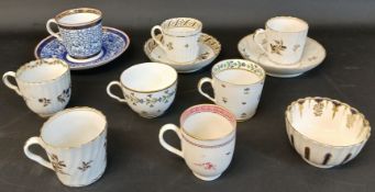 Assorted ceramics including 18th century porcelain cups and saucers including Worcester Royal Lilly,