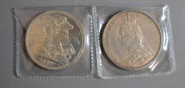 1891 and 1887 5 shilling piece