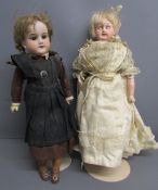 Armand Merseille Made in Germany 390 A3M porcelain head doll and one other unmarked and repaired