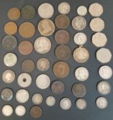 Selection of Georgian and later GB coins including Victorian crowns, 50 pence coins, £2 coins, South
