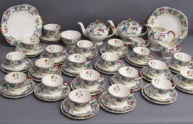 Royal Cauldon Victorian tea set, includes trios, 2 cups and saucers, teapots, milk and cream jugs,