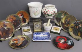 Knowles Rockwell collector plates - Aynsley Wild Tudor planter - marble pestle & mortar - Copeland